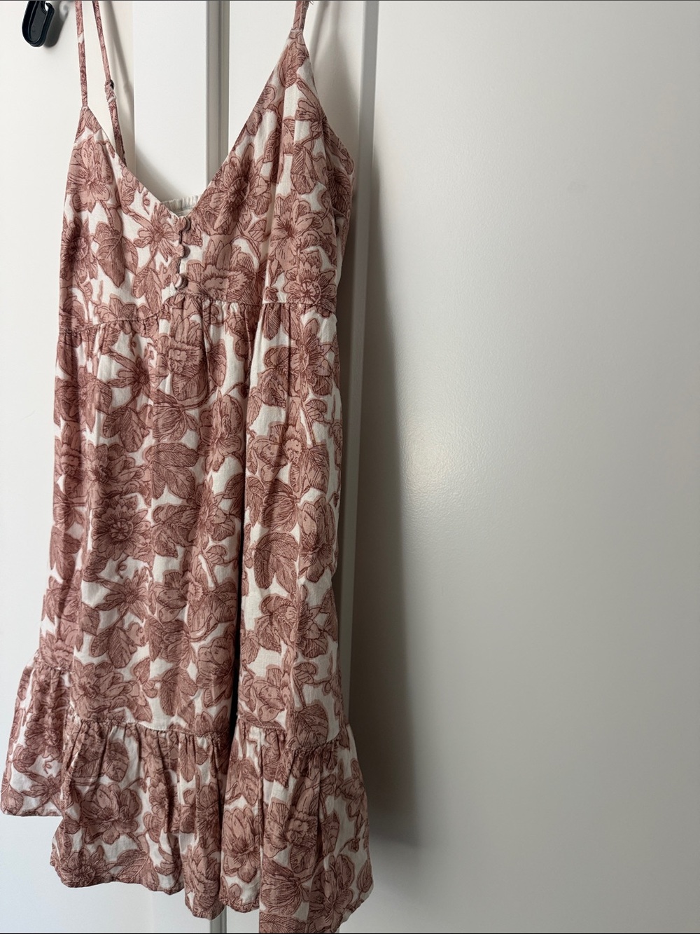 Abercrombie & Fitch babydoll Floral mini dress Pink and Cream Color size Small - Picture 5 of 11